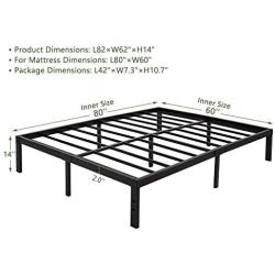 45MinST 14 Inch Platform Bed Frame/Easy Assembly Mattress Foundation / 3000lbs Heavy Duty Steel Slat/Noise Free/No Box Spring Needed, Queen