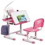 Baby Joy Kids Desk and Chair Set, Height Adjustable Child Desk Set w/LED Lamp, Bookstand, Tilt Desktop, Metal Hook, Pull Out Drawer Storage, School Student Study Desk Chair for Boys & Girls (Pink)