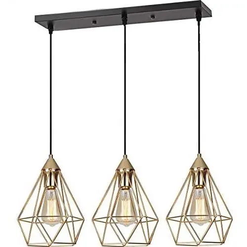 SEEBLEN 3- Light Indoor Island Pendant Light Gold Metal Hanging Ceiling Light Fixtures for Kitchen Kitchen Island Bar Dining Room SEEBLEN 3- Light Indoor Island Pendant Light Gold Metal Hanging Ceiling Light Fixtures for Kitchen Kitchen Island Bar Dining Room