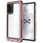 Ghostek Atomic Slim Aluminium Bumper Note 20 Case for Women Clear Back Pink Bumper Heavy Duty Rugged Shockproof Wireless Charging Compatible Phone Cover for 2020 Galaxy Note20 5G (6.7 Inch) - (Pink)