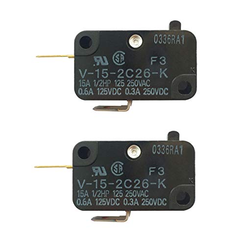 LONYE V-15-2C26-K Switch Snap Action Micro Switch Replacement for OMRON Switch Shurflo 2088 Series Pump 15A 125/250VAC (Normally Closed) (Pack of 2)