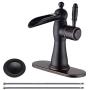Mejor Solid Brass Single-Handle Waterfull Bathroom Faucet,Lavatory Faucet with 4 inches Deck Plate,CUPC Water Lines and Metal pop-up Drain with Overflow,Oil Rubbed Bronze,ME2535P-ORB