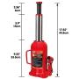 BIG RED T92003B Torin Hydraulic Welded Bottle Jack, 20 Ton (40,000 lb) Capacity, Red