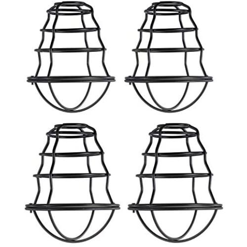 HXMLS Metal Bulb Guard Lamp Cage,Black Industrial Style Light Cage for Pendant String Lights Vintage Lamp Holders Industrial Chandelier Ceiling Fixture Lamp Shade Iron Wire Cage Shape, 4 Pack