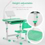 Mecor Kids Desk and Chair Set, Height Adjustable Childrens Sturdy Table, Student School Desks,Pencil Case,Bookstand (Green)