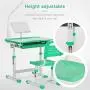 Mecor Kids Desk and Chair Set, Height Adjustable Childrens Sturdy Table, Student School Desks,Pencil Case,Bookstand (Green)