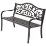 Laurel Canyon 50'' Outdoor Patio Bench, Cast Iron 2-Person Metal Seating with Floral Design Backrest Furniture Chair for Porch Backyard Garden Pool Deck, Dark Brown Laurel Canyon 50'' Outdoor Patio Bench, Cast Iron 2-Person Metal Seating with Floral Design Backrest Furniture Chair for Porch Backyard Garden Pool Deck, Dark Brown