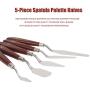 Painting Knife, 5-Piece Spatula Palette Knives with Stainless Steel Blade and Wooden Handle, Mixing Scraper Kit for Artist Oil Painting, Watercolor Oil Acrylic,Crafts, Rock, Face Painting