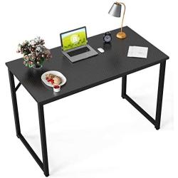 BOSSIN Office Small Desk 39Computer PC Table Study Writing Table for Home Office, Modern Simple Style PC Desk, Black Metal Frame Small Place (Black)