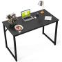 BOSSIN Office Small Desk 39Computer PC Table Study Writing Table for Home Office, Modern Simple Style PC Desk, Black Metal Frame Small Place (Black)