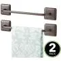 mDesign Metal Bathroom Storage Towel Bar with Strong Self Adhesive - Holder Rack for Hanging Washcloths, Hand, Face Towels in Main or Guest Powder Rooms - 2 Pack - Bronze mDesign Metal Bathroom Storage Towel Bar with Strong Self Adhesive - Holder Rack for Hanging Washcloths, Hand, Face Towels in Main or Guest Powder Rooms - 2 Pack - Bronze