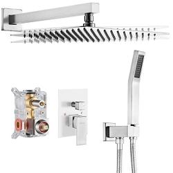 Cobbe Shower System,Shower Faucets Sets Complete,12 inches Rainfall Shower Head with Handheld, Shower Faucet Set for Bathroom Rough-in Valve Body and Trim Included