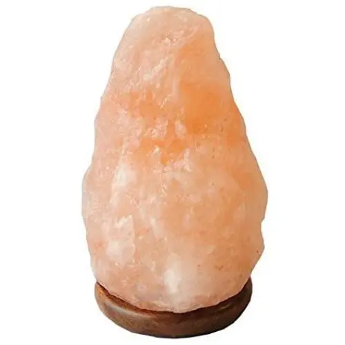 JIC Gem Himalayan Salt Lamp 4.5-6.5 lbs Pink Rock Crystal Natural Hand Carved Home Decor with Dimmer Switch, Wooden Base, 2 Bulbs, 7-8 inch