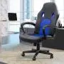 Furmax Office Chair Desk Leather Gaming Chair, High Back Ergonomic Adjustable Racing Chair,Task Swivel Executive Computer Chair Headrest and Lumbar Support (Blue)