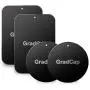 GradCap Metal Plate for Magnetic Mount Universal Replacement Plate Metal Disc with Strong Adhesive for Car Mounts 2 Rectangle and 2 Round (All Black/with Logo)