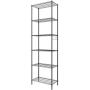 Homdox 6-Tier Storage Shelf Wire Shelving Unit Free Standing Rack Organization Adjustable Leveling Feet, Stainless Side Hooks, Black