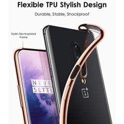 DTTO for Oneplus 7 Pro Case, Soft TPU Clear Stylish Cover All-Round Protection Anti-Falling Case with Metal Luster Edge for Oneplus 7 Pro,Gold