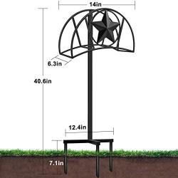 Amagabeli Garden Hose Holder Stand Freestanding Holds 125ft Water Hose Detachable Rustproof Hanger Organizer Storage Metal Heavy Duty Decorative with Ground Stakes for Outside Garden Lawn Yard Black