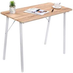 Writing Computer Desk Modern Simple Study Table Kids Desk Small Industrial ps5 Gaming Table Home Office Wood Work Desk with Metal Legs Tiny Desk for Bedroom, 39.4 x 18.9 x 29.1 inch Oak White