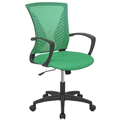 Home Office Chair Ergonomic Desk Chair Mesh Computer Chair with Lumbar Support Armrest Rolling Swivel Adjustable Mid Back Task Chair for Adults(Green)