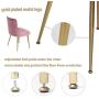 FCQuality Velvet Vanity Chair with Tufted Back Gold Metal Legs Dining Chair Mid Century Modern Upholstered Accent Desk Chair for Living Room Home Office Bedroom, Pink
