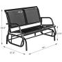 Esright 2 Seats Outdoor Swing Glider Loveseat Chair with Powder Coated Steel Frame, Garden Rocking Seating, Patio Bench for 2 Person, Black