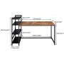 HOMEYFINE Computer Desk,Writting Desk with Storage Shelves,63 inches,Industrial Metal and Wooden Fashion Latop Desk for Home Office(Vintage Oak Finish Stitching Black)