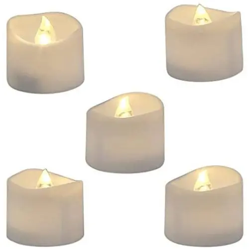 Homemory Realistic and Bright Flickering Bulb Battery Operated Flameless LED Tea Light for Seasonal and Festival Celebration, Pack of 12, Electric Fake Candle in Warm White and Wave Open