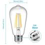 Ascher Vintage LED Edison Bulbs 6W, Equivalent 60W Incandescent, Warm White 2700K, ST58 Antique LED Filament Bulbs, E26 Medium Base, Non-Dimmable, Clear Glass, 6-Packs