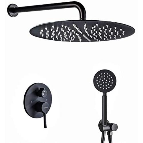 Artbath Black Shower System,Shower Faucet Set with 12 inch Rain Shower Head and Handheld Shower Wall Mounted Shower Set Black (Contain Shower Faucet Rough-In Mixer Valve)