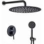 Artbath Black Shower System,Shower Faucet Set with 12 inch Rain Shower Head and Handheld Shower Wall Mounted Shower Set Black (Contain Shower Faucet Rough-In Mixer Valve)