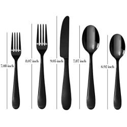 Black Silverware Set, Flatware Set 20 Piece Stainless Steel Cutlery Mirror Polished Utensil Tableware Sets, Include Knife Fork Spoon for Kitchen Service for 4