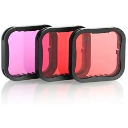 SOONSUN 3 Pack Dive Filter for GoPro Hero 5 6 7 Black Super Suit Dive Housing - Red,Light Red and Magenta Filter - Enhances Colors for Various Underwater Video and Photography Conditions