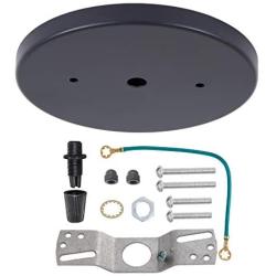 B&P Lamp 5 1/4 Inch Modern Shallow Steel Canopy Kit with Hardware, Black