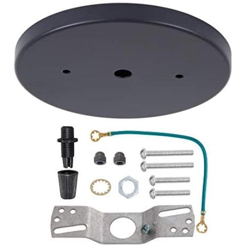 B&P Lamp 5 1/4 Inch Modern Shallow Steel Canopy Kit with Hardware, Black