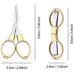 Tatuo 6 Pieces Stainless Steel Scissors Anti-Rust Folding Scissors Glasses-Shaped Mini Shear for Home and Travel Use (Rose Gold, Gold, Silver)