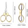 Tatuo 6 Pieces Stainless Steel Scissors Anti-Rust Folding Scissors Glasses-Shaped Mini Shear for Home and Travel Use (Rose Gold, Gold, Silver)