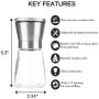 Salt and Pepper Grinder Set of 2, Premium Stainless Steel Spice Mill with Adjustable Coarseness, Ceramic Blades, Refillable Glass Body with 60Z capacity