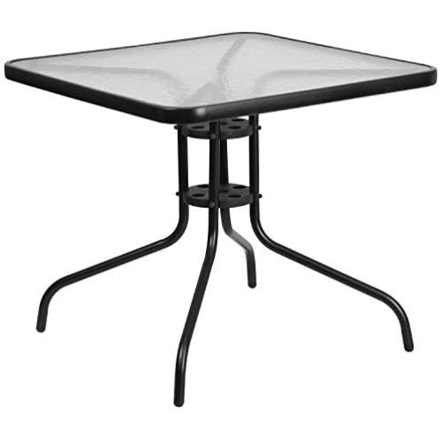 Flash Furniture 31.5 Square Tempered Glass Metal Table