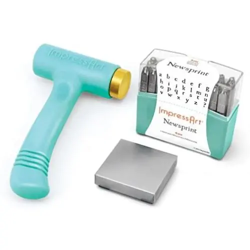 ImpressArt - Newsprint Lowercase Letter Metal Stamping Kit, All Essential Tools for Hand Stamping Metal Jewelry & Crafts ImpressArt - Newsprint Lowercase Letter Metal Stamping Kit, All Essential Tools for Hand Stamping Metal Jewelry & Crafts