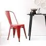 Furmax Metal Dining Chair Indoor-Outdoor Use Stackable Classic Trattoria Chair Chic Dining Bistro Cafe Side Metal Chairs Set of 4 (Cerise)