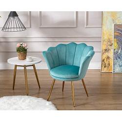 Chairus Living Room Chair, Mid Century Modern Retro Leisure Velvet Accent Chair with Golden Metal Legs, Vanity Chair for Bedroom Dresser, Upholstered Guest Chair(Light Green)