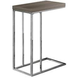 Monarch Specialties 3253, Chrome Accent Metal Base C-Table, Dark Taupe