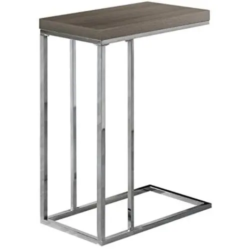 Monarch Specialties 3253, Chrome Accent Metal Base C-Table, Dark Taupe Monarch Specialties 3253, Chrome Accent Metal Base C-Table, Dark Taupe
