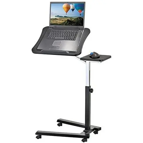 Tatkraft Joy Portable Laptop Desk with Mouse Pad, Rolling Computer Stand with Adjustable Height, Sturdy and Ergonomic, Black Tatkraft Joy Portable Laptop Desk with Mouse Pad, Rolling Computer Stand with Adjustable Height, Sturdy and Ergonomic, Black