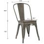 JUMMICO Metal Dining Chair Stackable Industrial Vintage Kitchen Chairs Indoor-Outdoor Bistro Cafe Side Chairs with Back and Wooden Seat Set of 4 (Gun)