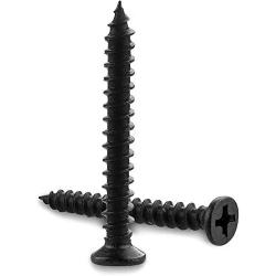 M5 x 1.2 Flat Head Phillips Wood Screw, Origa Xylan Coated 304 Stainless Steel Self Tapping Screws, (100-Pack,Black)