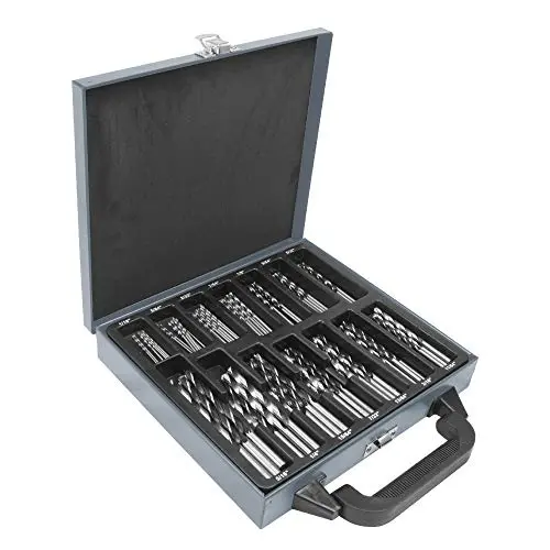 Brad Point and Twist Drill Bit 100 Piece Set Includes Bits for Drilling Wood, Metal, Composite Material, and Plastics. Ideal for Professionals, Automotive, Metal Work and Woodworking 1/16'' to 5/16'' Brad Point and Twist Drill Bit 100 Piece Set Includes Bits for Drilling Wood, Metal, Composite Material, and Plastics. Ideal for Professionals, Automotive, Metal Work and Woodworking 1/16'' to 5/16''