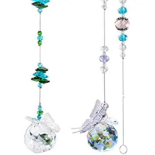 H&D Hyaline & Dora Sun Catcher Crystal Ball Prism Metal Butterfly Decor Pendant,Christmas Lights Part Accessories