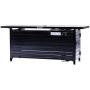 57 Inch 50000BTU Extruded Aluminum Outdoor Gas Propane Fire Pit Pits Firepit Fireplace Dinning Table Tables with Lid, Fire Glass, Retangular, ETL Certification